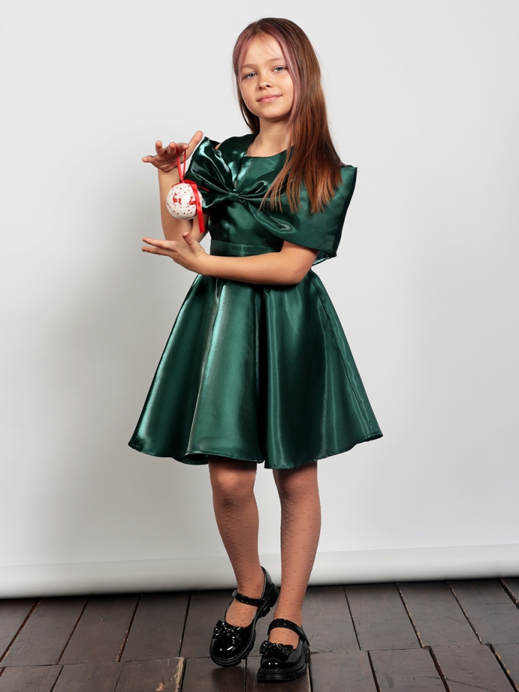 Платье для девочки нарядное БУШОН ST310, цвет изумрудный 