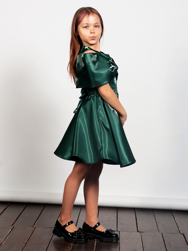 Платье для девочки нарядное БУШОН ST310, цвет изумрудный 