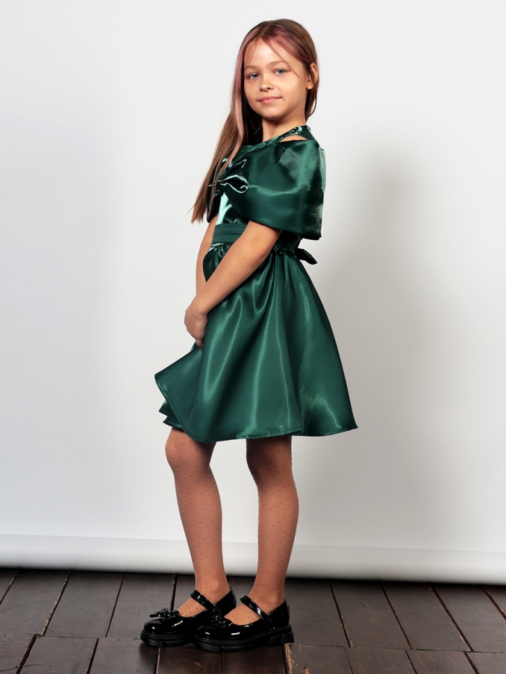 Платье для девочки нарядное БУШОН ST310, цвет изумрудный 