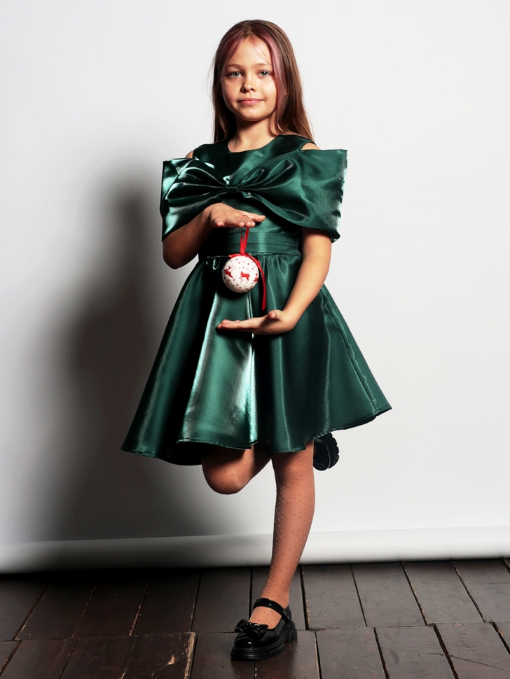 Платье для девочки нарядное БУШОН ST310, цвет изумрудный 