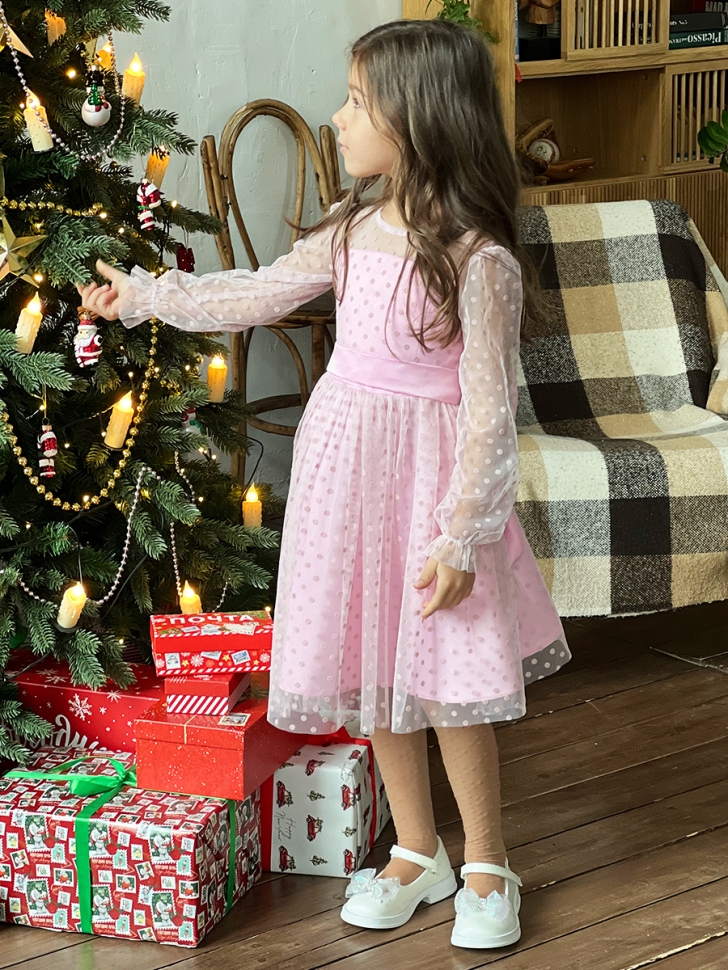 Платье для девочки нарядное БУШОН ST58, отделка фатин, цвет розовый