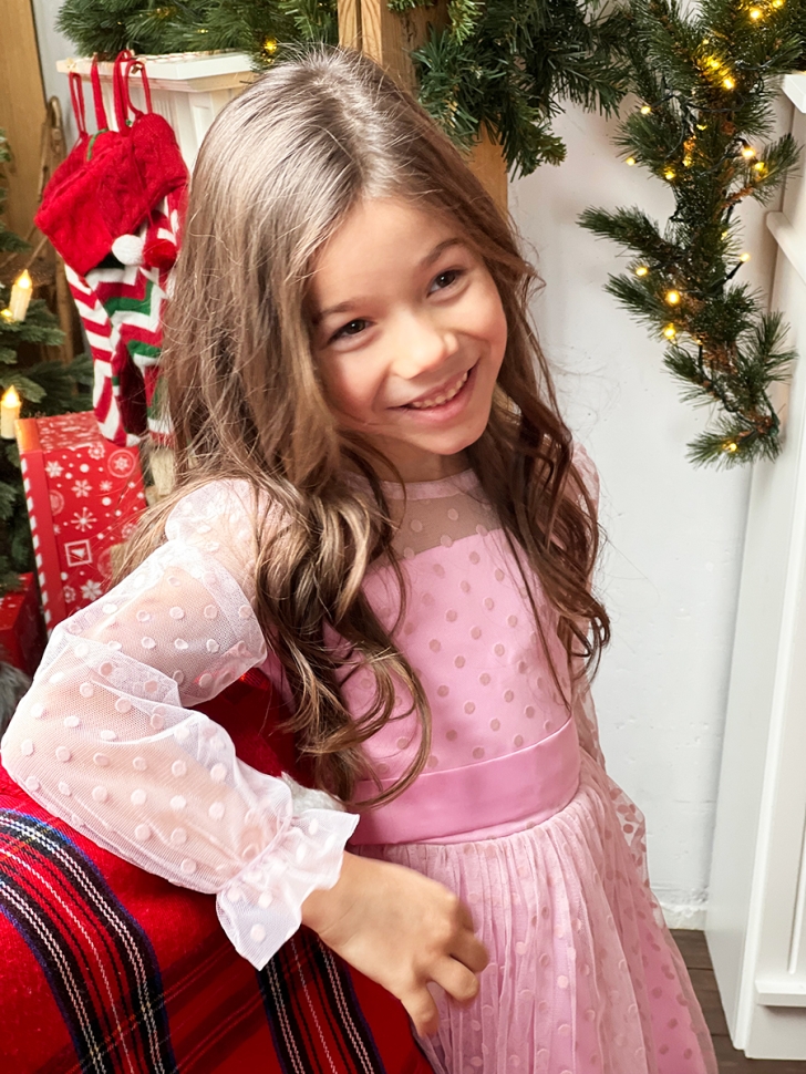 Платье для девочки нарядное БУШОН ST58, отделка фатин, цвет розовый