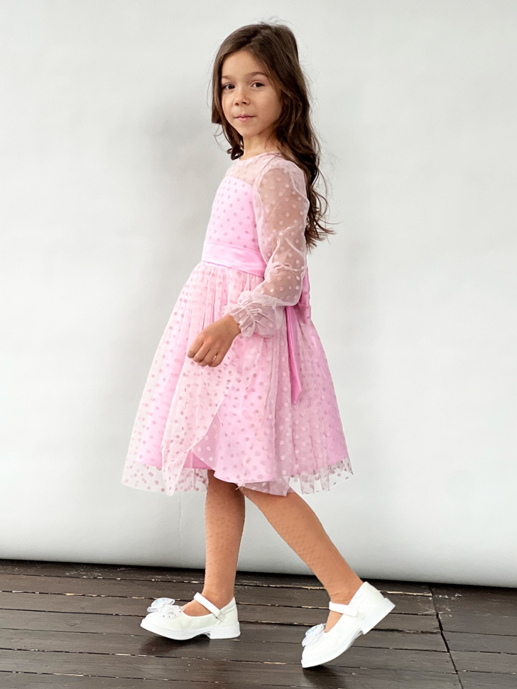 Платье для девочки нарядное БУШОН ST58, отделка фатин, цвет розовый
