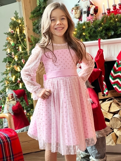 Платье для девочки нарядное БУШОН ST58, отделка фатин, цвет розовый