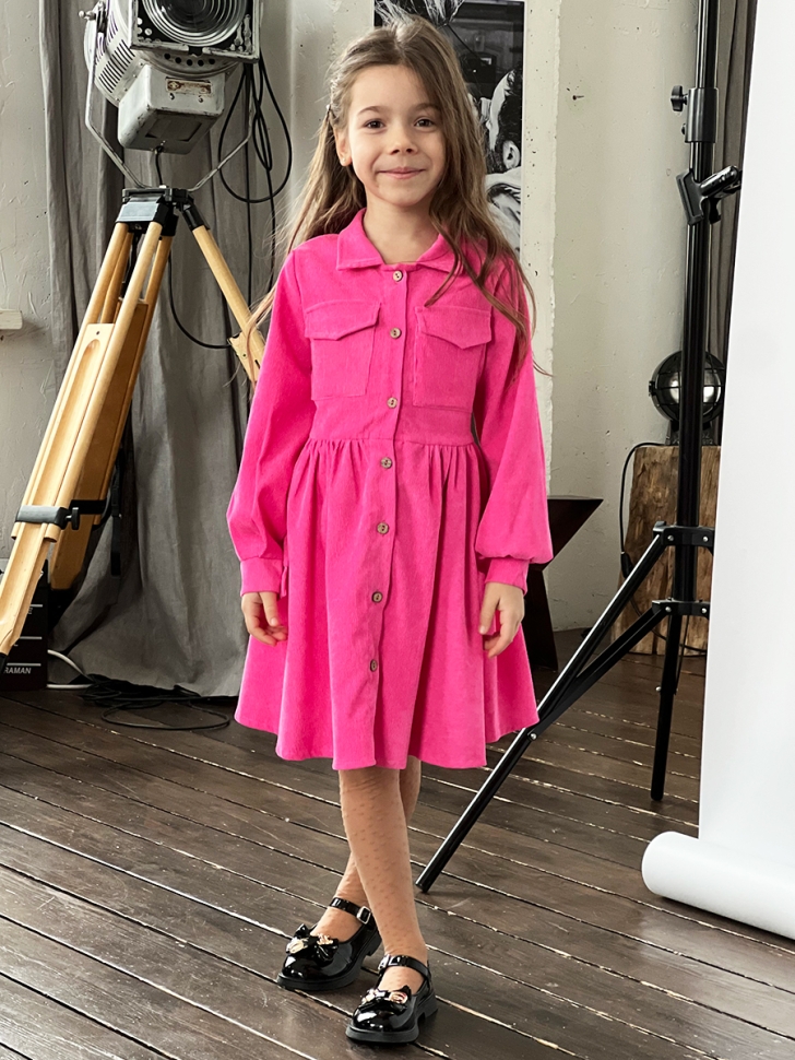 Платье для девочки школьное БУШОН ST73, цвет барби 