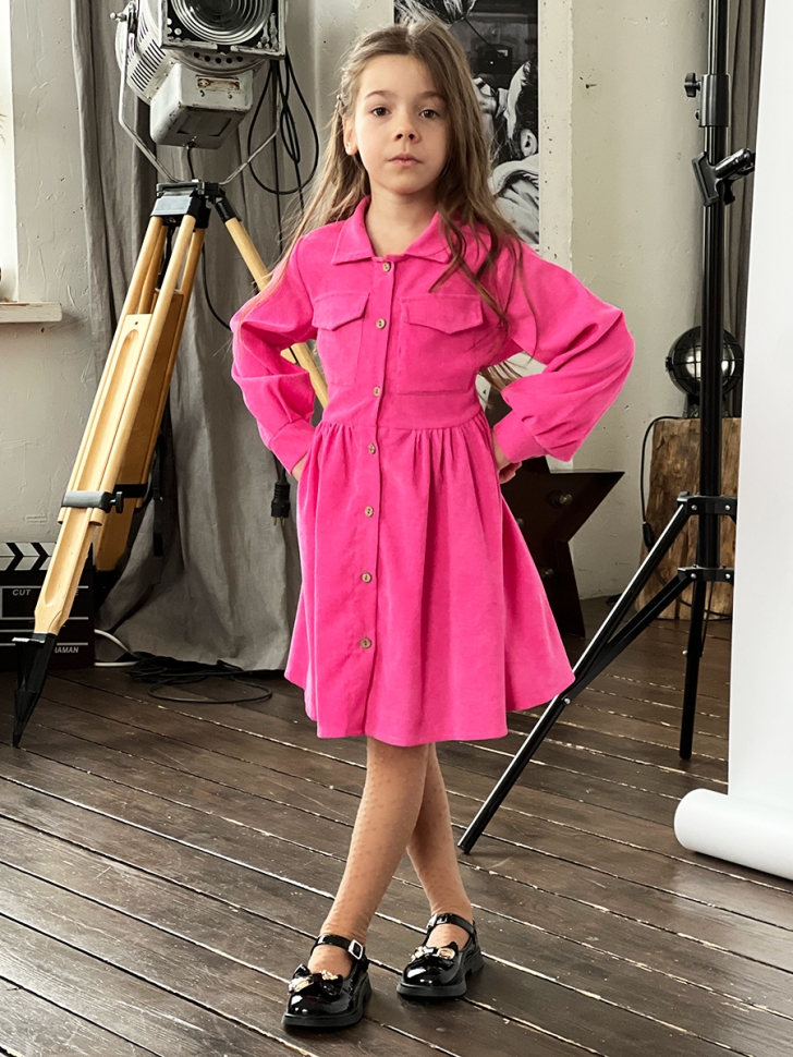 Платье для девочки школьное БУШОН ST73, цвет барби 