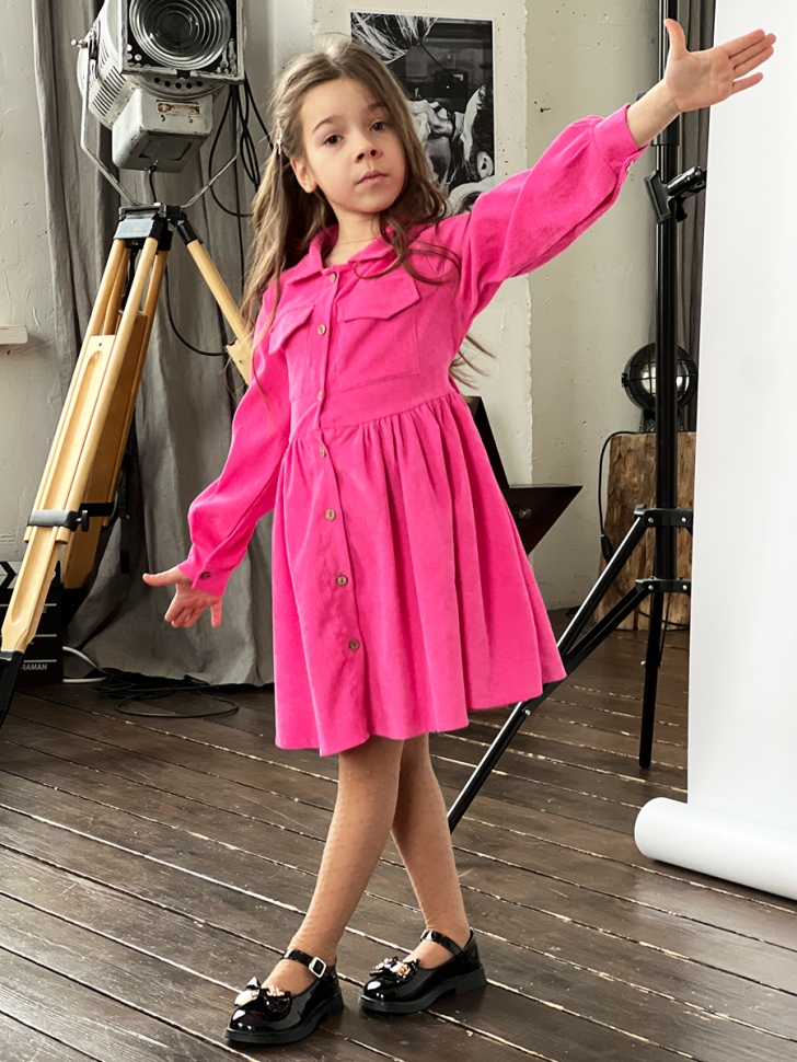 Платье для девочки школьное БУШОН ST73, цвет барби 