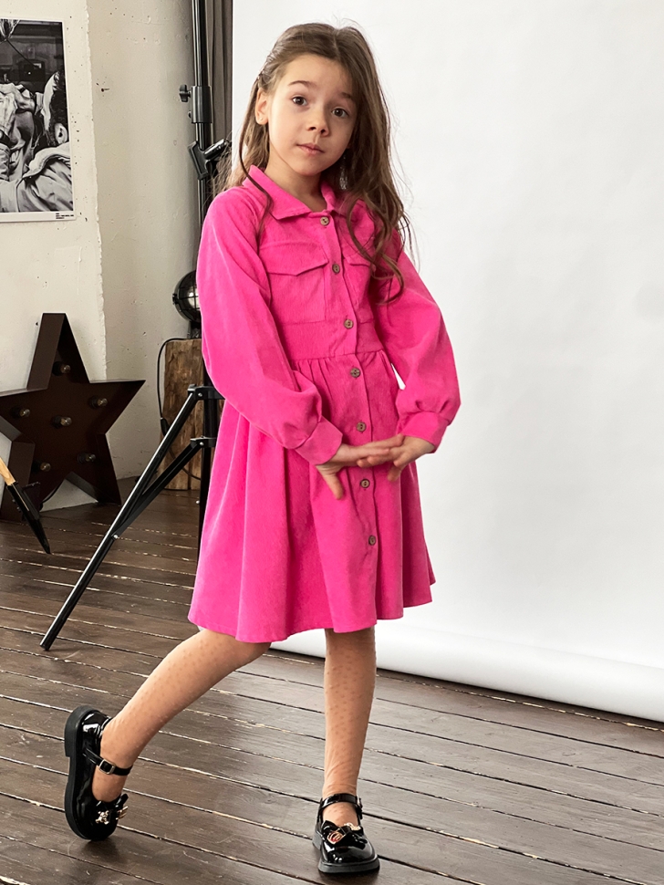 Платье для девочки школьное БУШОН ST73, цвет барби 