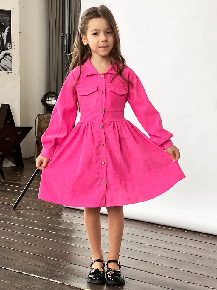 Платье для девочки школьное БУШОН ST73, цвет барби 