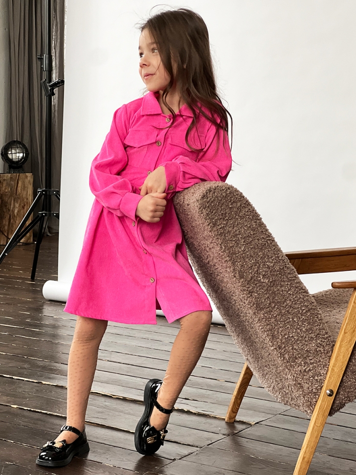 Платье для девочки школьное БУШОН ST73, цвет барби 