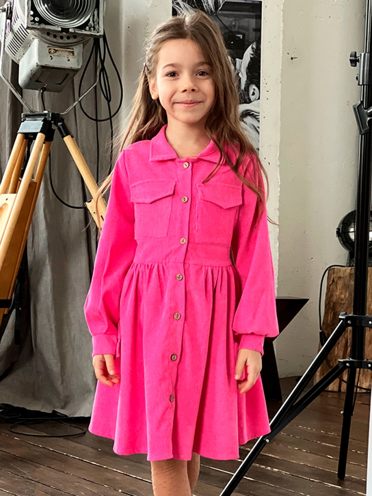 Платье для девочки школьное БУШОН ST73, цвет барби 