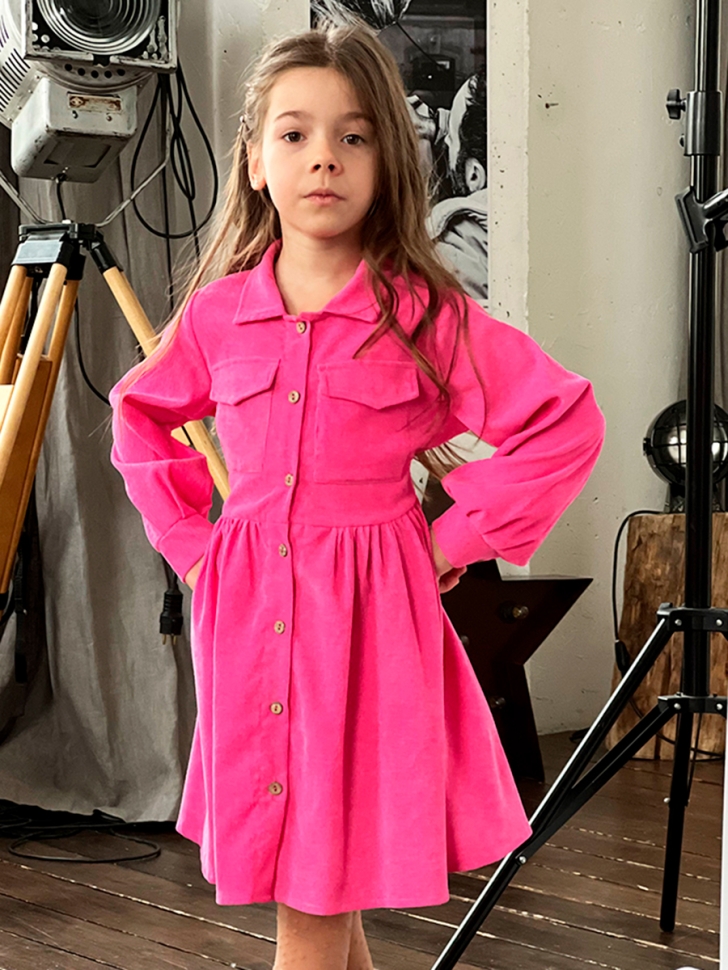 Платье для девочки школьное БУШОН ST73, цвет барби 