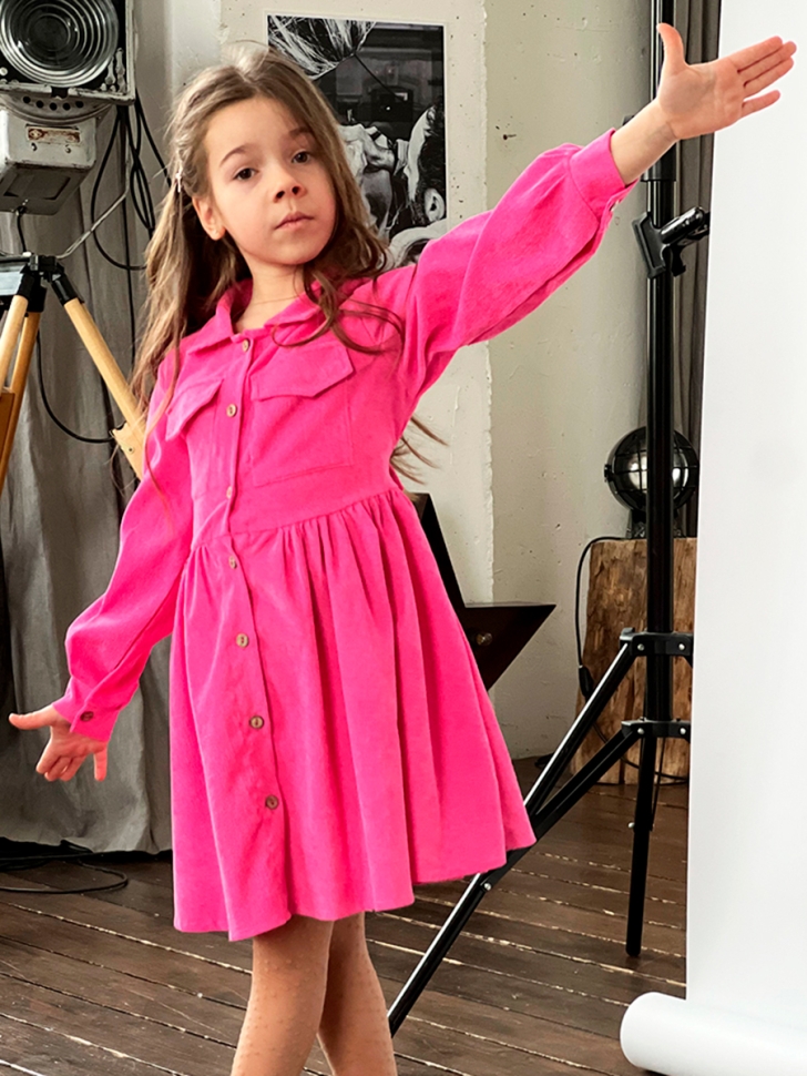 Платье для девочки школьное БУШОН ST73, цвет барби 