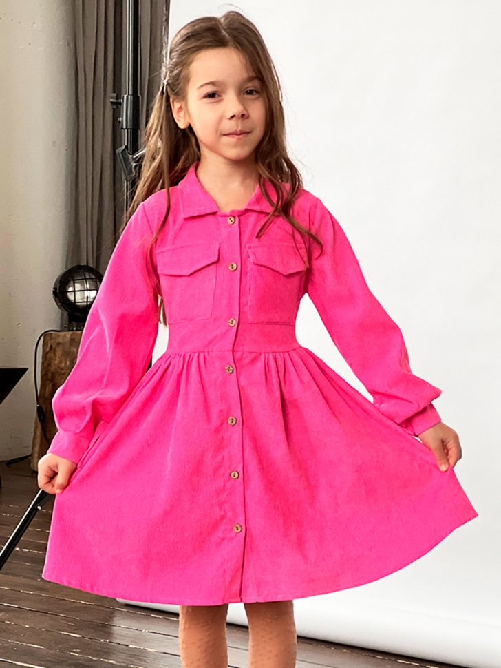 Платье для девочки школьное БУШОН ST73, цвет барби 