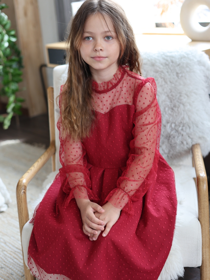 Платье для девочки нарядное БУШОН ST77, цвет бордовый