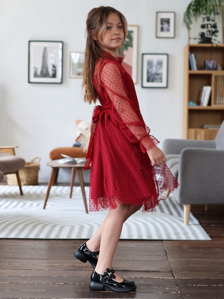 Платье для девочки нарядное БУШОН ST77, цвет бордовый