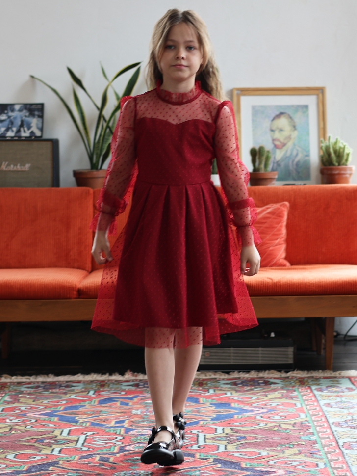 Платье для девочки нарядное БУШОН ST77, цвет бордовый