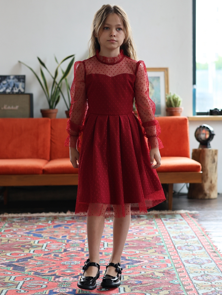 Платье для девочки нарядное БУШОН ST77, цвет бордовый