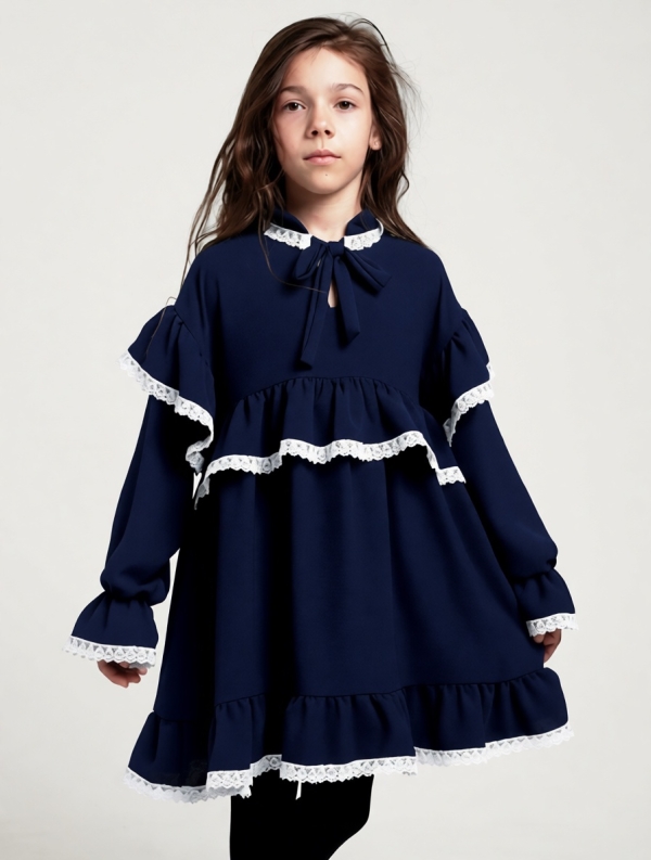 Платье для девочки БУШОН ST602, цвет темно-синий