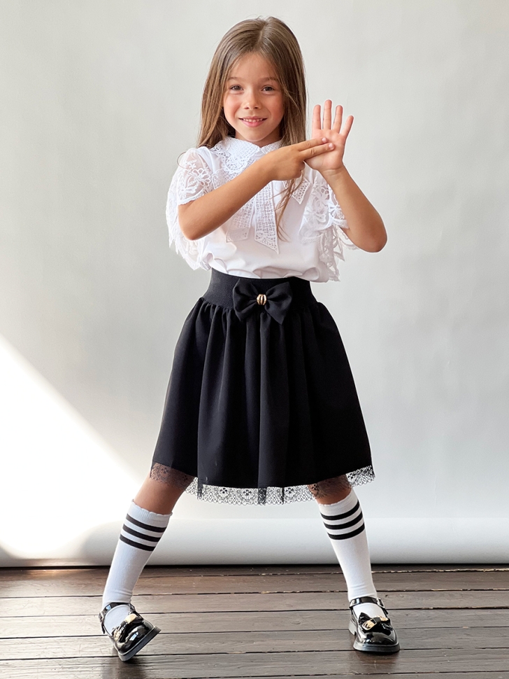 Юбка для девочек школьная БУШОН, модель SK90, цвет черный 