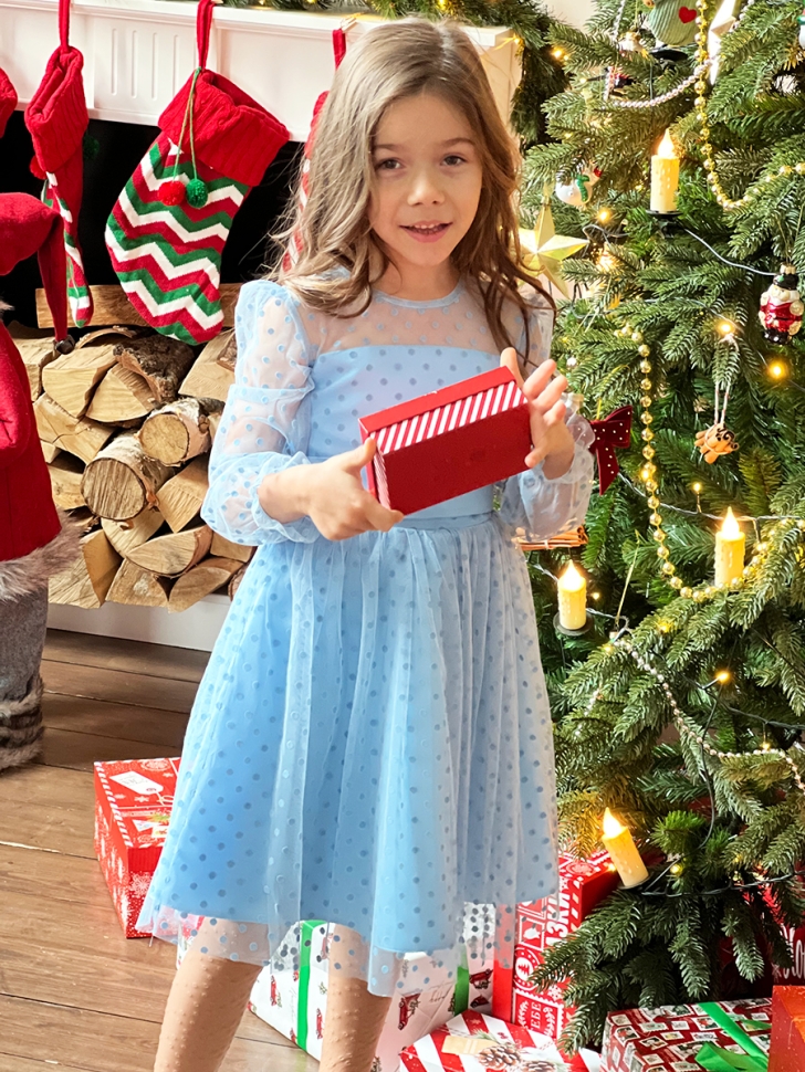 Платье для девочки нарядное БУШОН ST58, отделка фатин, цвет голубой