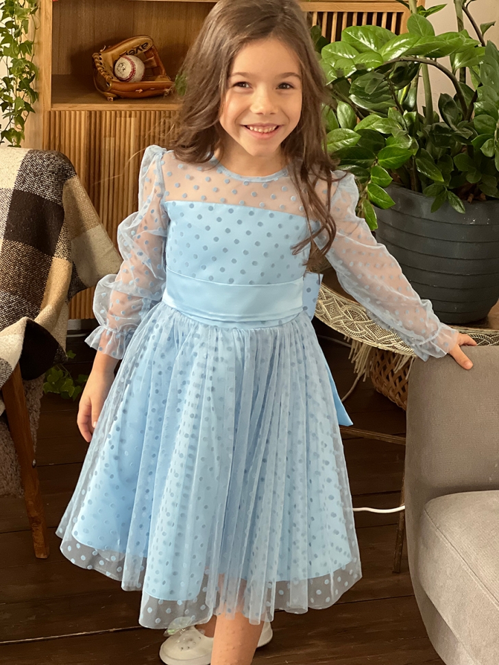 Платье для девочки нарядное БУШОН ST58, отделка фатин, цвет голубой