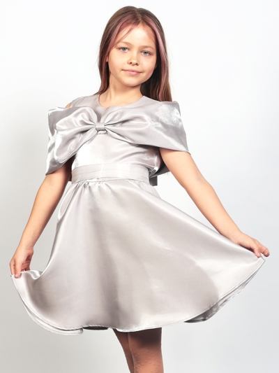 Платье для девочки нарядное БУШОН ST310, цвет серый жемчуг