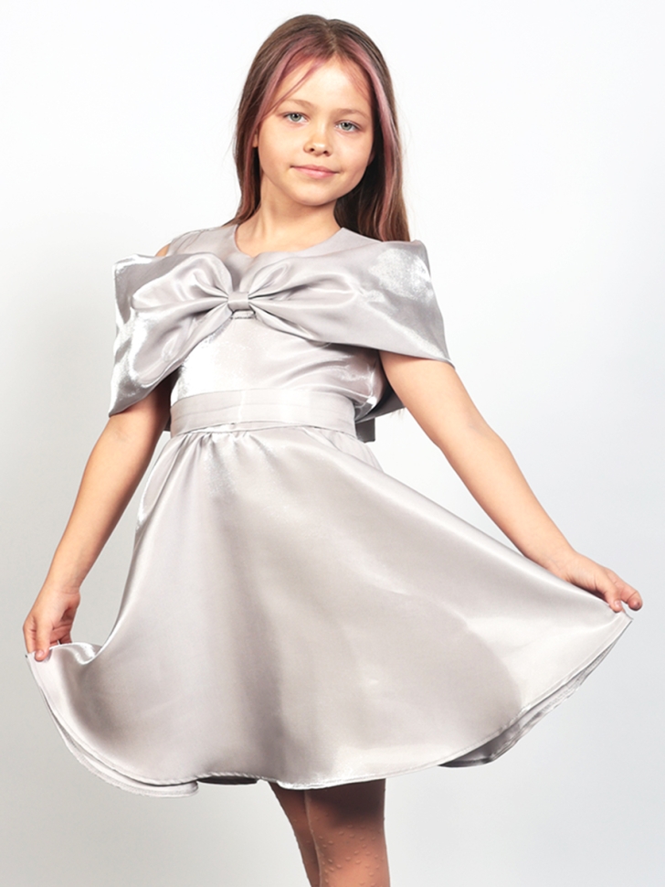 Платье для девочки нарядное БУШОН ST310, цвет серый жемчуг 