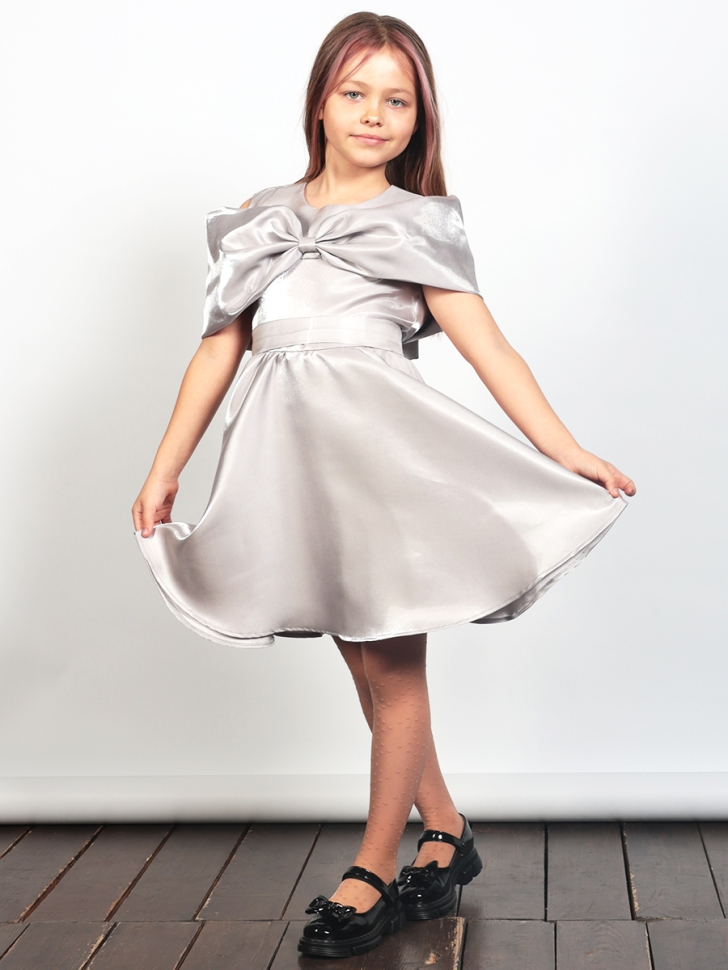 Платье для девочки нарядное БУШОН ST310, цвет серый жемчуг 