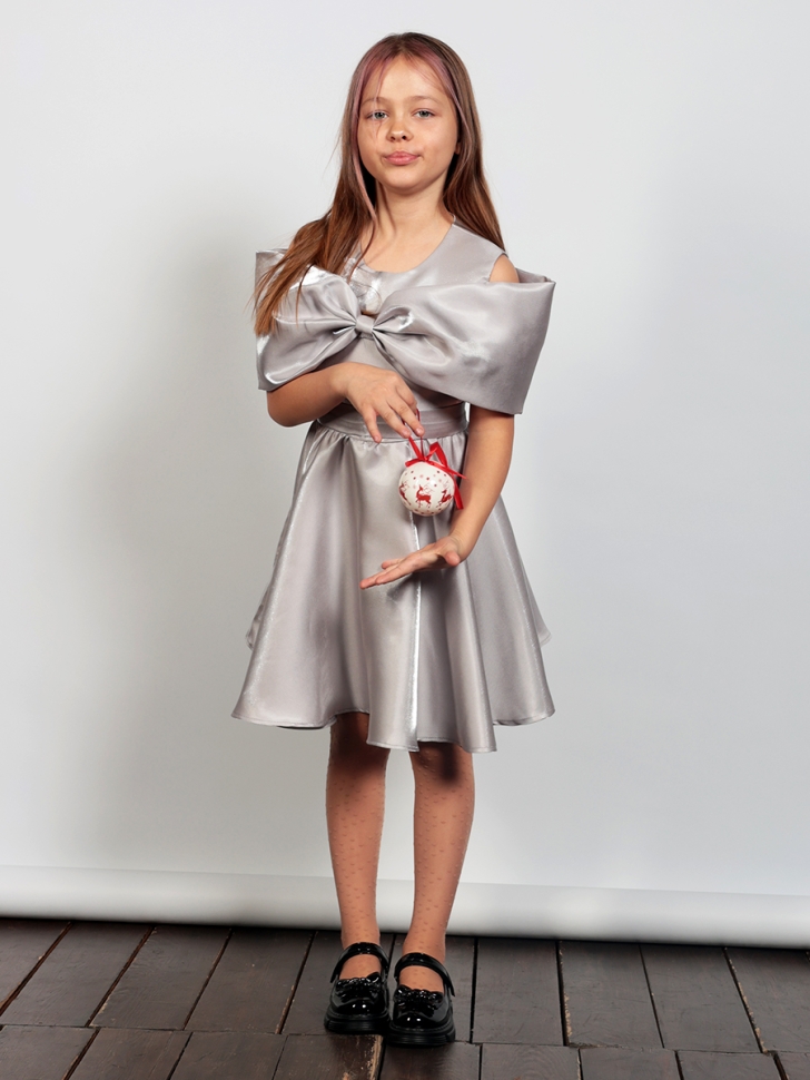 Платье для девочки нарядное БУШОН ST310, цвет серый жемчуг 