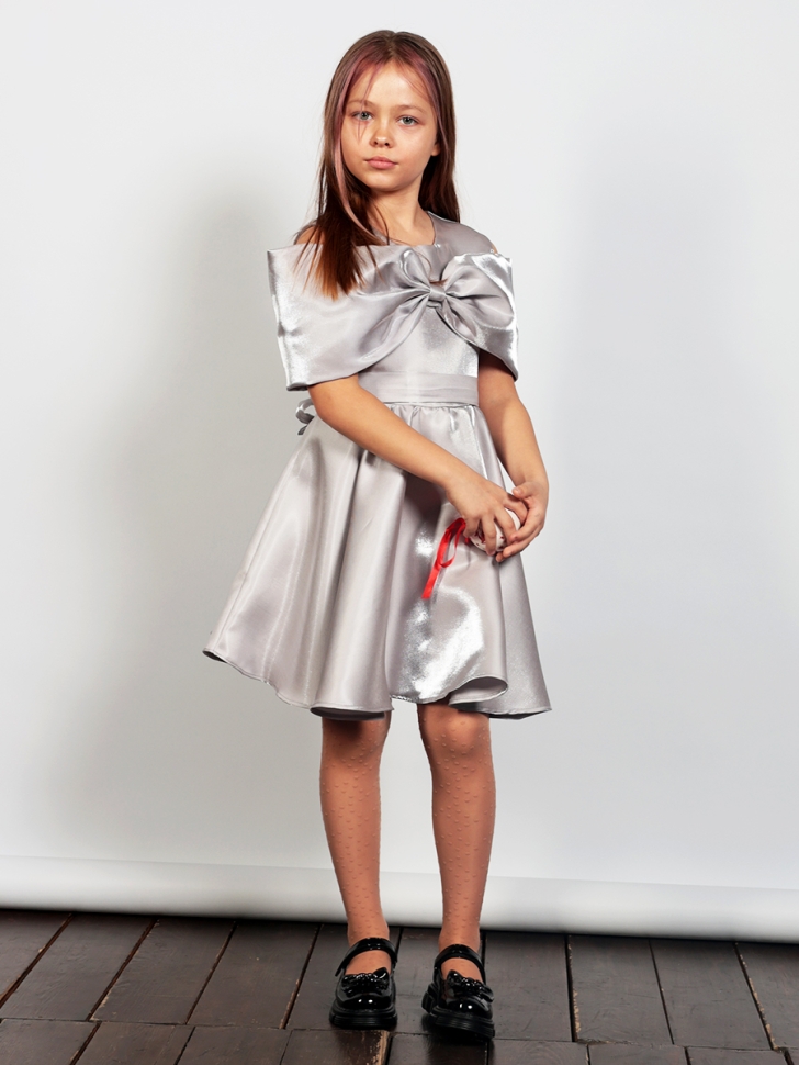 Платье для девочки нарядное БУШОН ST310, цвет серый жемчуг 