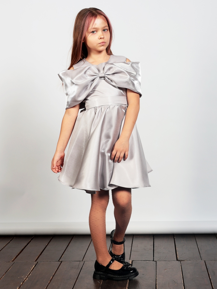 Платье для девочки нарядное БУШОН ST310, цвет серый жемчуг 