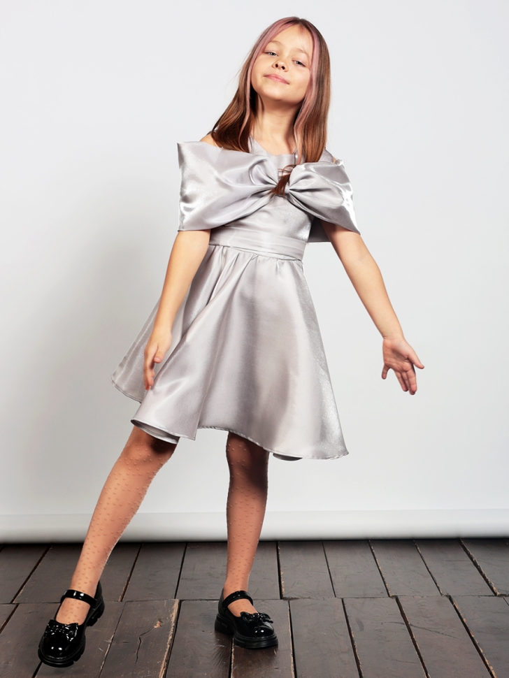 Платье для девочки нарядное БУШОН ST310, цвет серый жемчуг 