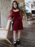 Платье велюровое нарядное БУШОН ST632, цвет бордовый choker