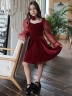 Платье велюровое нарядное БУШОН ST632, цвет бордовый choker