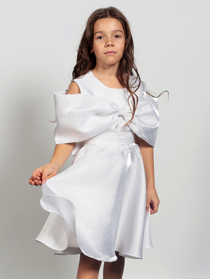 Платье для девочки нарядное БУШОН ST310, цвет белый 