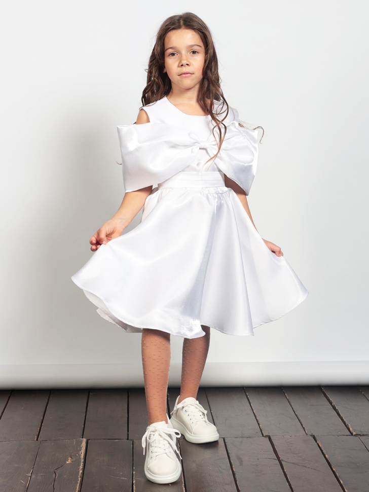 Платье для девочки нарядное БУШОН ST310, цвет белый 