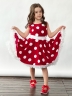 Платье для девочки нарядное БУШОН ST20, стиляги цвет малиновый, белый пояс, принт белый горох 