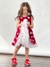 Платье для девочки нарядное БУШОН ST20, стиляги цвет малиновый, белый пояс, принт белый горох 