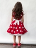Платье для девочки нарядное БУШОН ST20, стиляги цвет малиновый, белый пояс, принт белый горох 