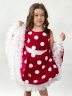 Платье для девочки нарядное БУШОН ST20, стиляги цвет малиновый, белый пояс, принт белый горох 