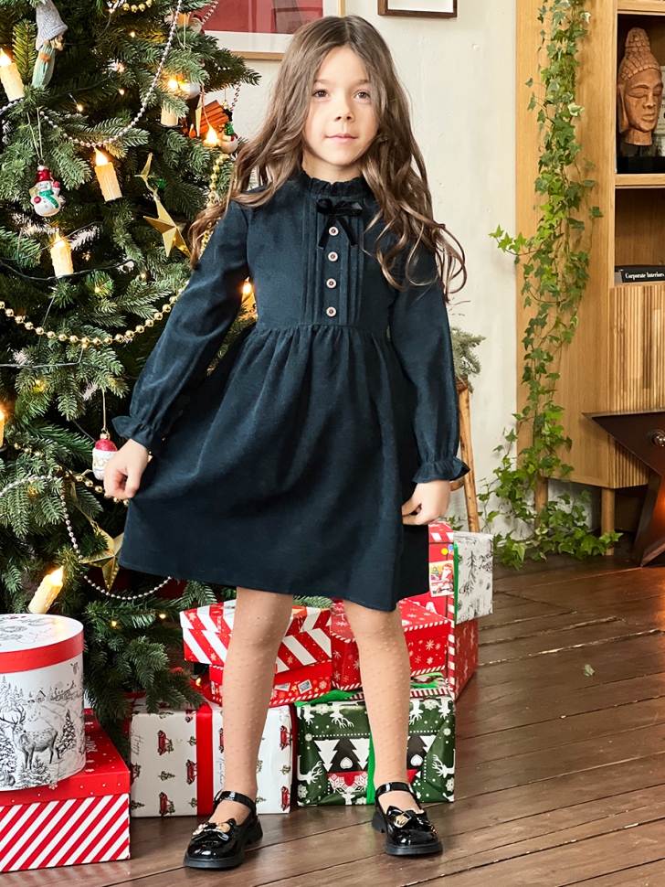 Платье для девочки нарядное БУШОН ST75, цвет темно-изумрудный 