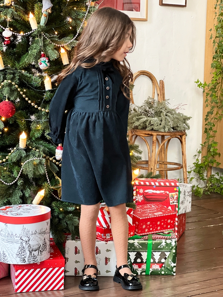 Платье для девочки нарядное БУШОН ST75, цвет темно-изумрудный 