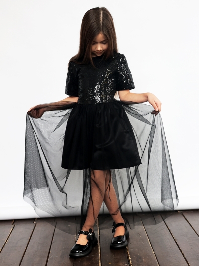 Платье для девочки нарядное БУШОН ST540, цвет черный