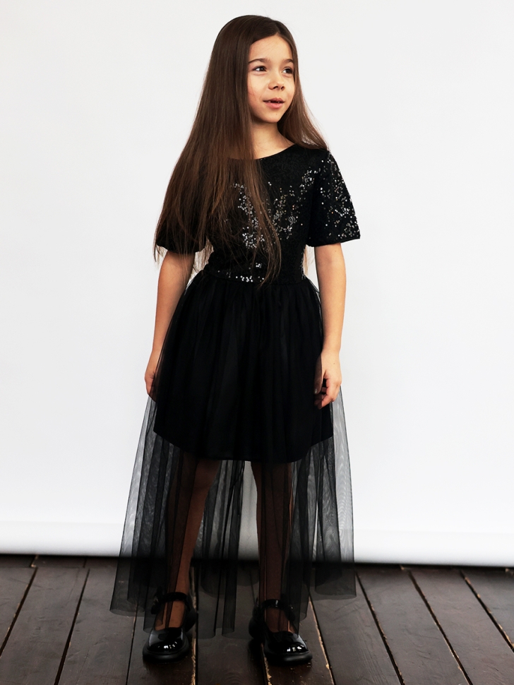Платье для девочки нарядное БУШОН ST540, цвет черный 