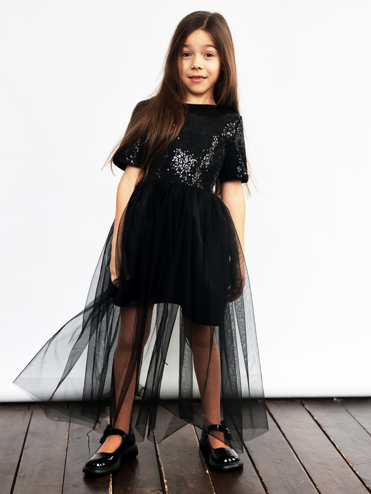 Платье для девочки нарядное БУШОН ST540, цвет черный 