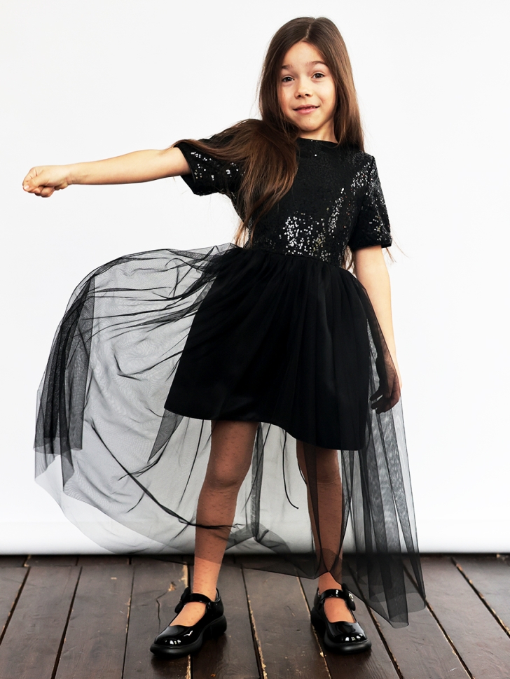 Платье для девочки нарядное БУШОН ST540, цвет черный 