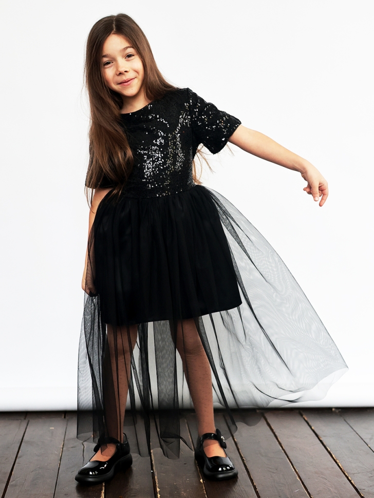 Платье для девочки нарядное БУШОН ST540, цвет черный 