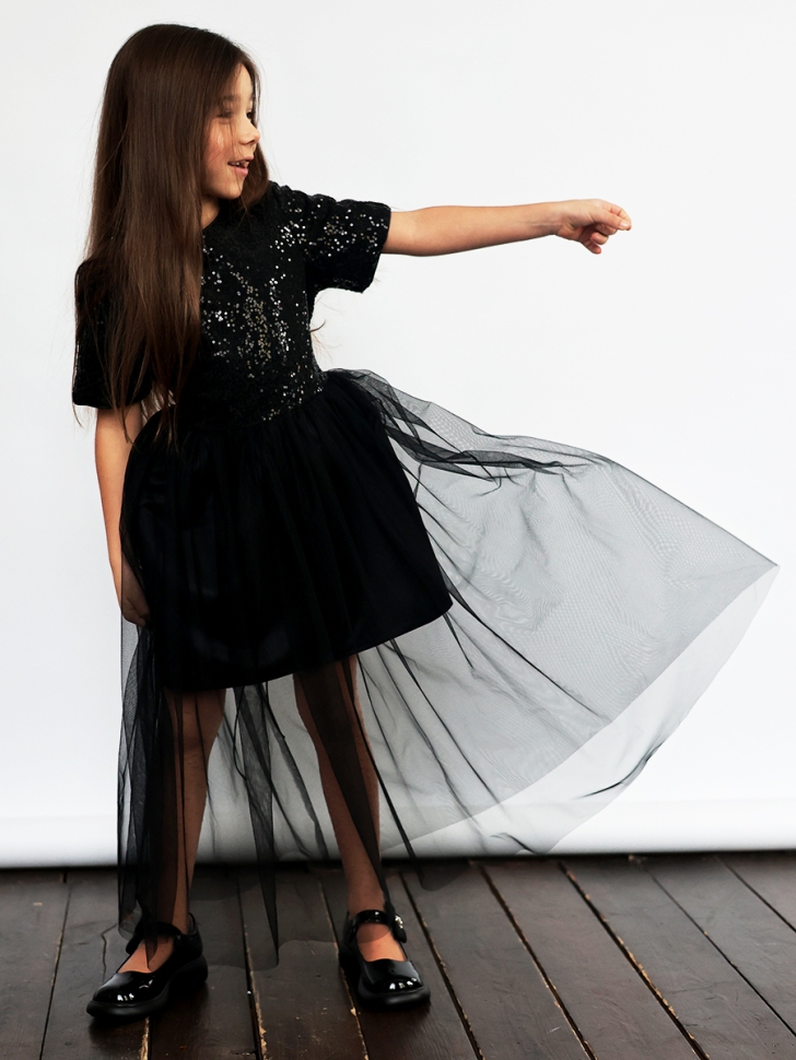 Платье для девочки нарядное БУШОН ST540, цвет черный 