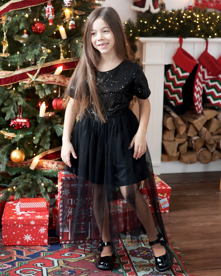 Платье для девочки нарядное БУШОН ST540, цвет черный 